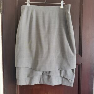 ESCADA | 80s Vintage Wool Silk Blend Houndstooth Multi Layer Pencil Skirt 42  12